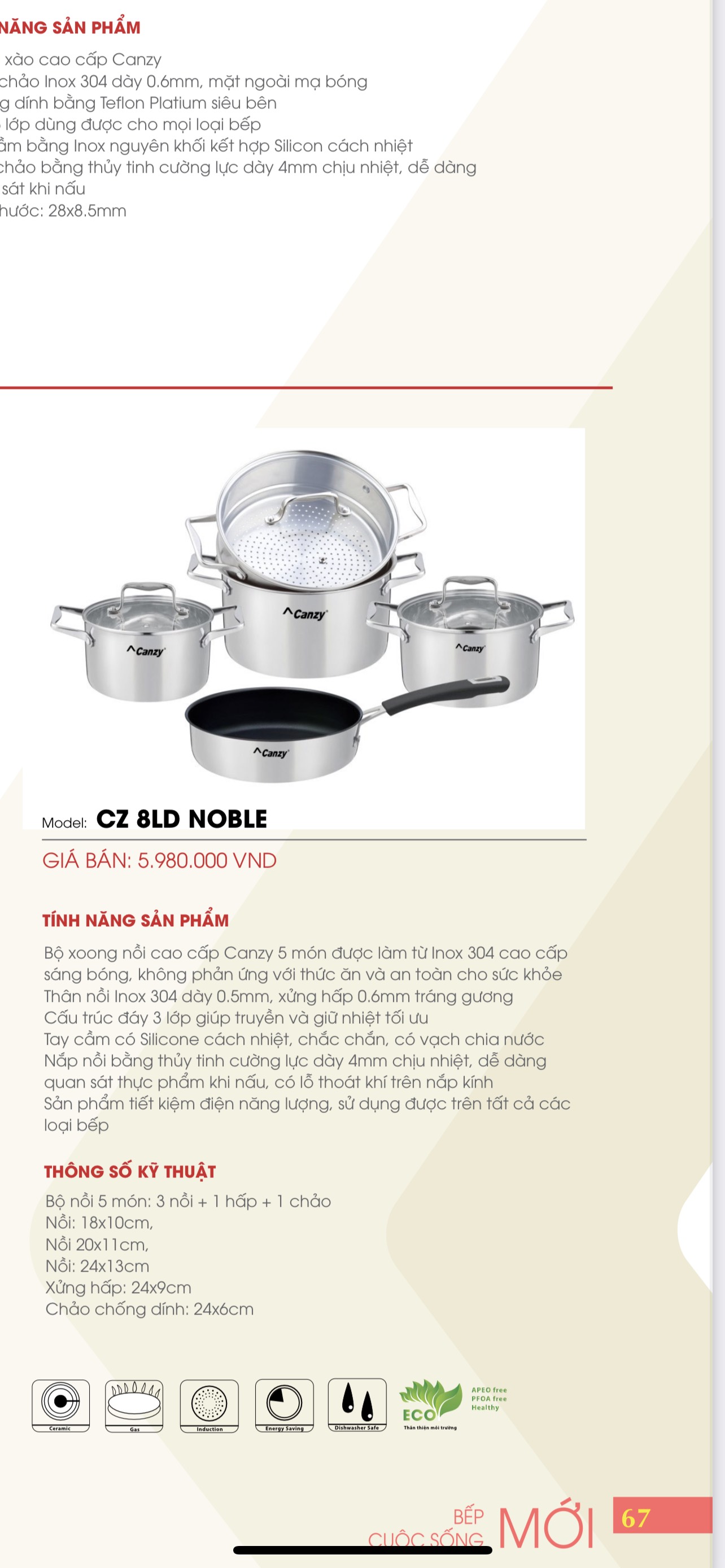 Bộ nồi cao cấp CANZY CZ 8LD NOBLE