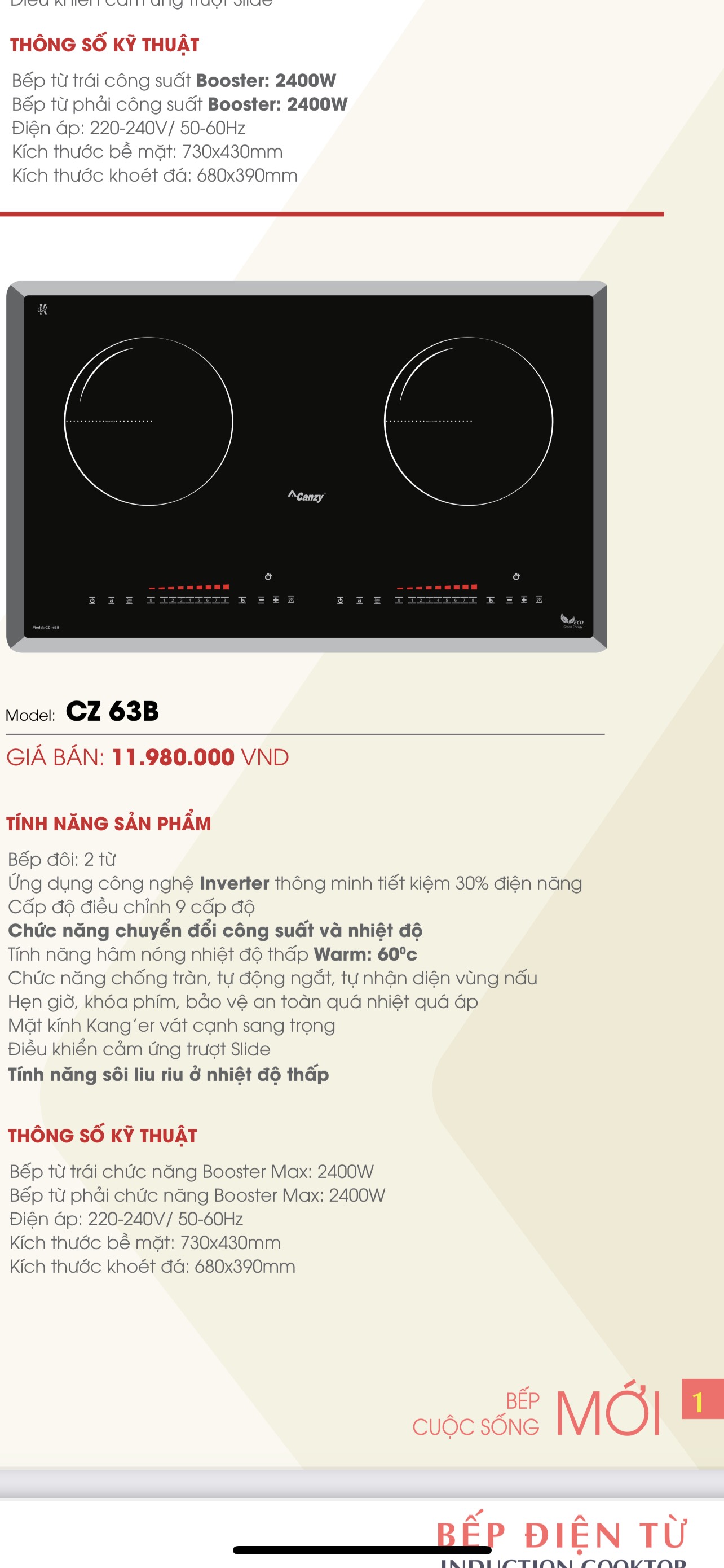 BẾP TỪ CANZY CZ-63B