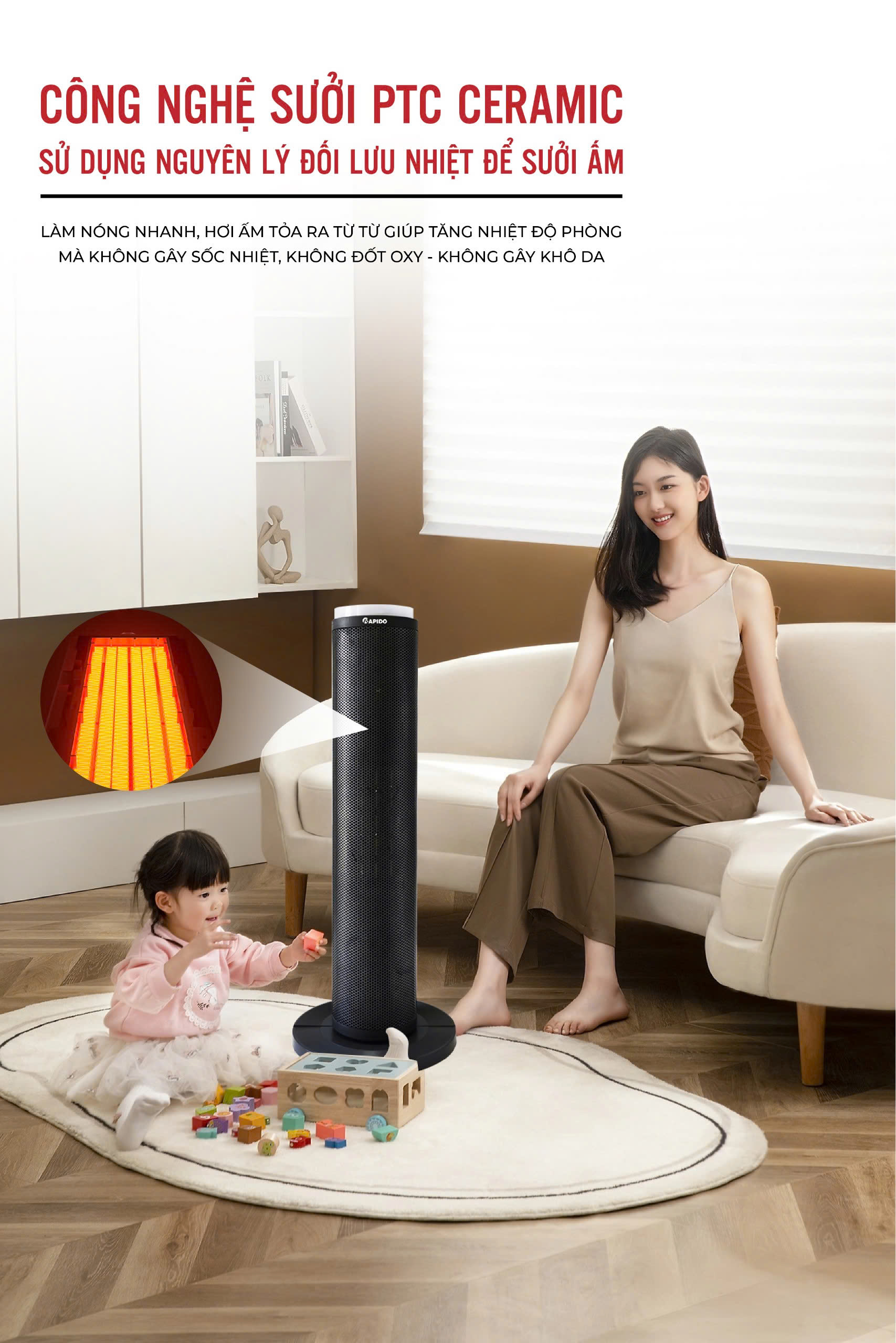 Máy sưởi gốm RCH-2000SDB