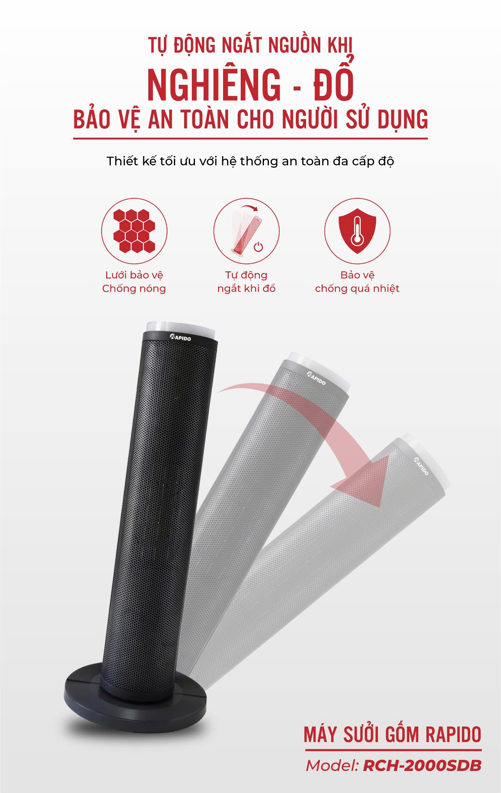 Máy sưởi gốm RCH-2000SDB