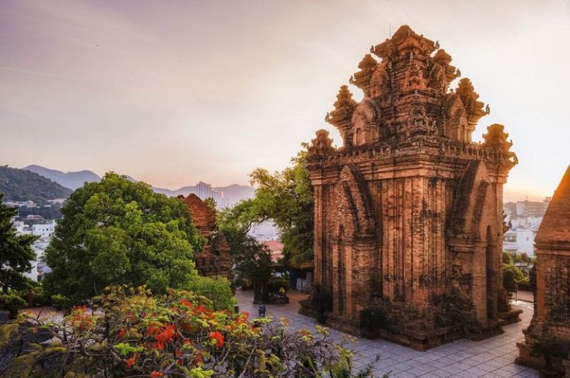 Po Nagar Cham Towers in Nha Trang at sunset