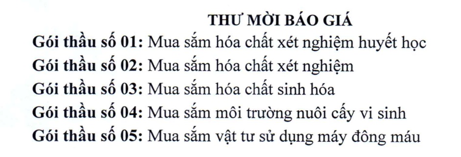 Thư mời báo giá ngày 20/04/2023