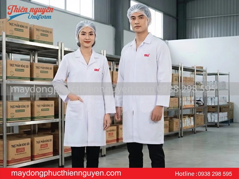 Mẫu áo blouse thực phẩm cho khách tham quan 