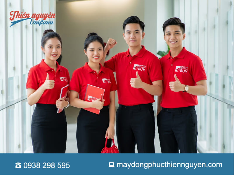 áo đồng phục học sinh màu đỏ trẻ trung, năng động