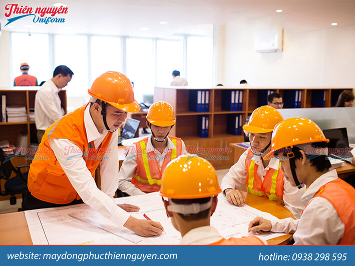 mẫu áo gile bảo hộ lao động màu cam cho kỹ sư