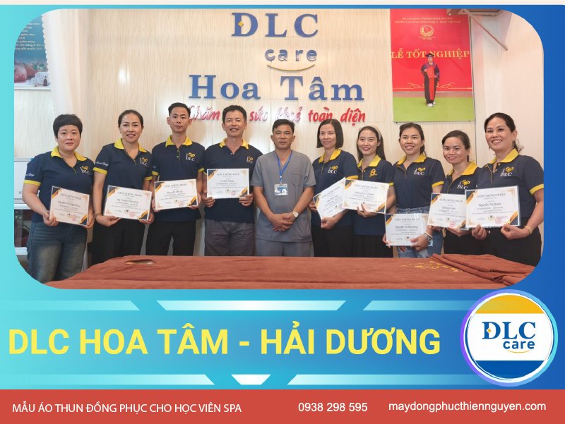 Mẫu đồng phục áo thun cho học viên spa của DLCcare Tâm An Group