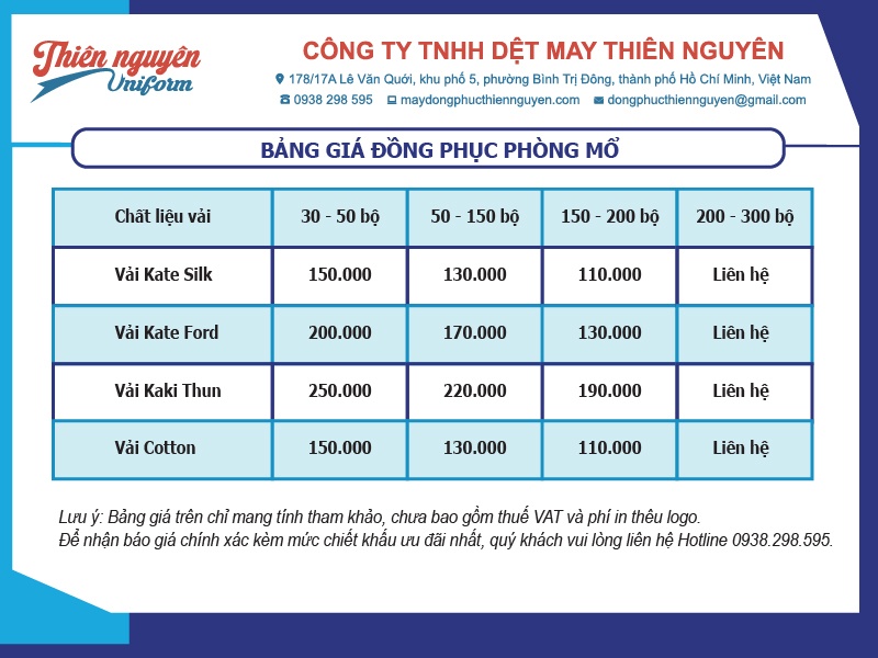 Bảng giá đồng phục phòng mổ