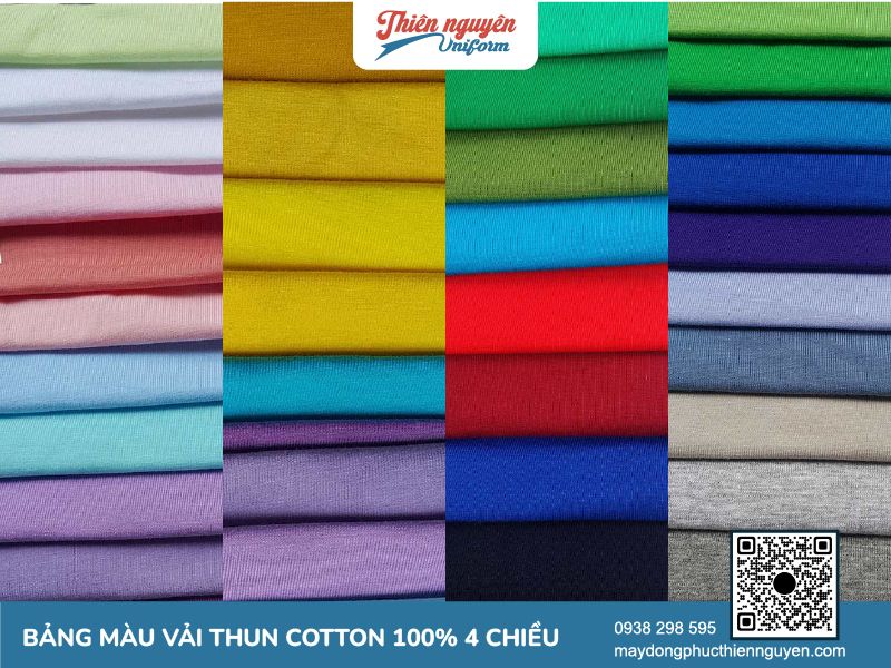 Chất lượng màu vải thun cotton 100% 4 chiều