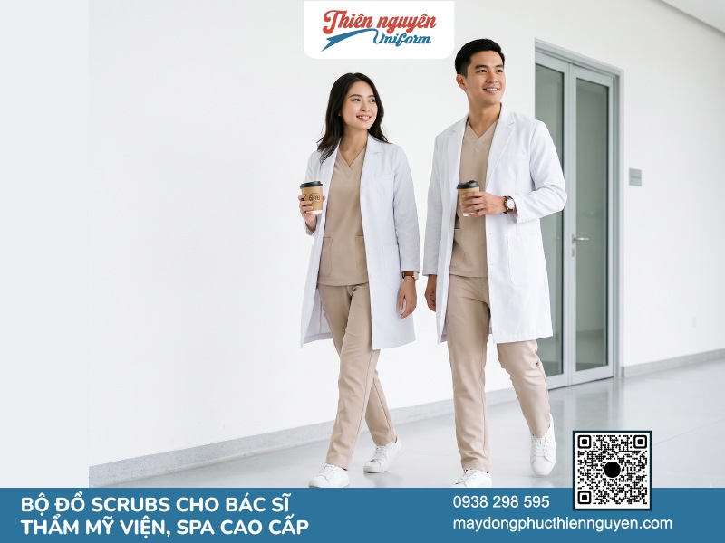 Mẫu scrubs bác sĩ thẩm mỹ sang trọng hiện đại