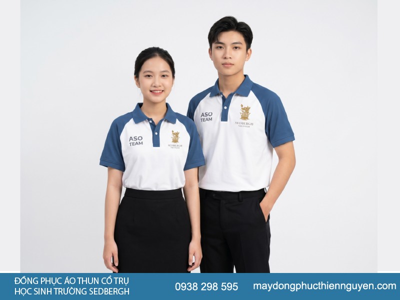 Mẫu đồng phục áo thun cổ trụ thanh lịch trường Sedbergh Vietnam - BCIS
