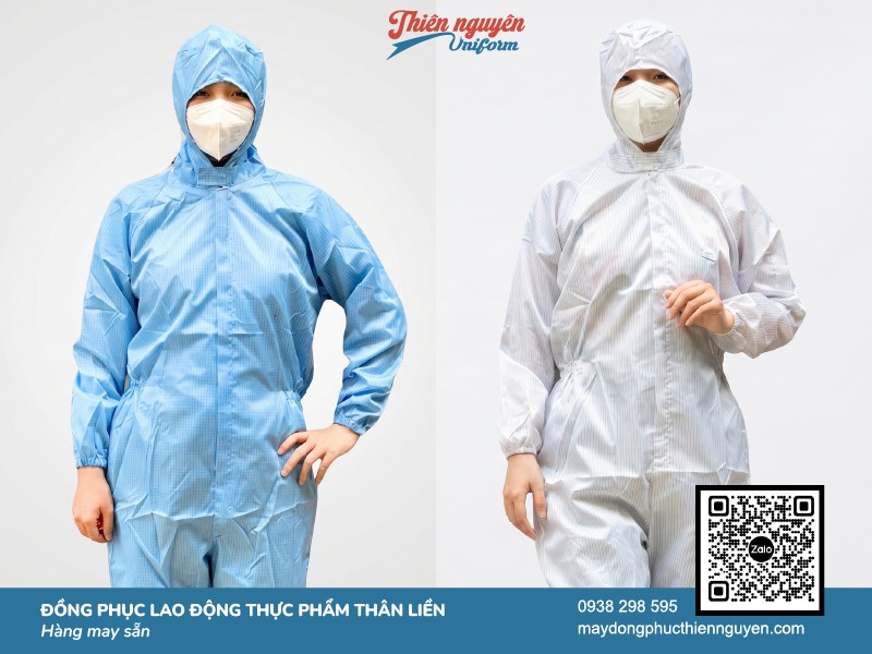 Mẫu đồng phục dạng liền thân cho công nhân ngành chế biến thực phẩm