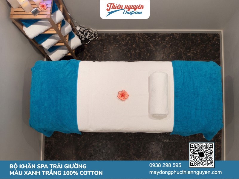 Mẫu khăn trải giường phẳng phù hợp với dịch vụ massage mặt, gội đầu dưỡng sinh