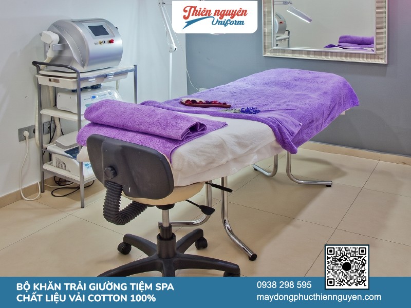 Mẫu khăn trải giường spa chất liệu cotton 100%
