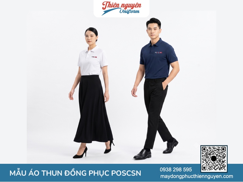 Mẫu đồng phục áo thun cổ trụ sử dụng chất liệu vải an toàn với làn da