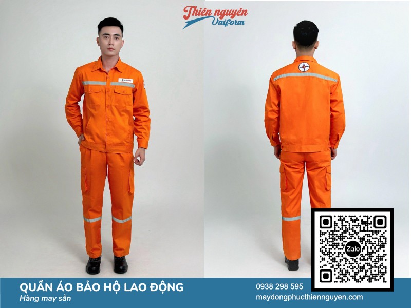 Mẫu đồng phục bảo hộ lao động điện lực tông màu cam rực