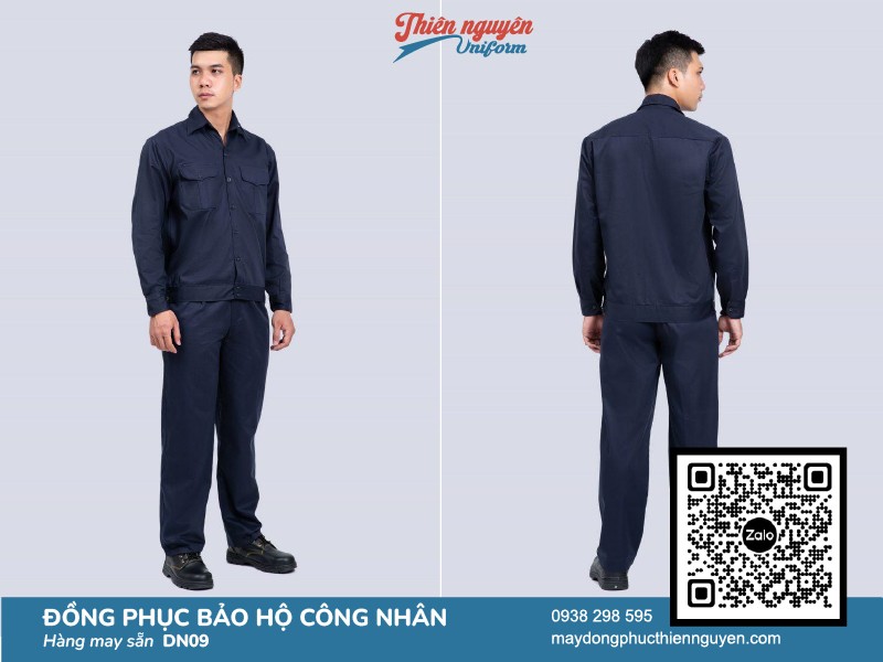 Đồng phục bảo hộ công nhân màu xanh đậm