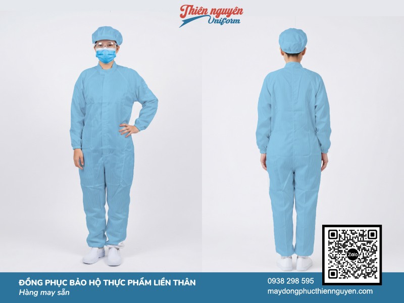 Mẫu đồng phục bảo hộ lao động ngành thực phẩm được may với chất liệu vải chống tĩnh điện