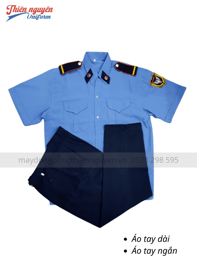 đồng phục bảo vệ tay ngắn màu xanh
