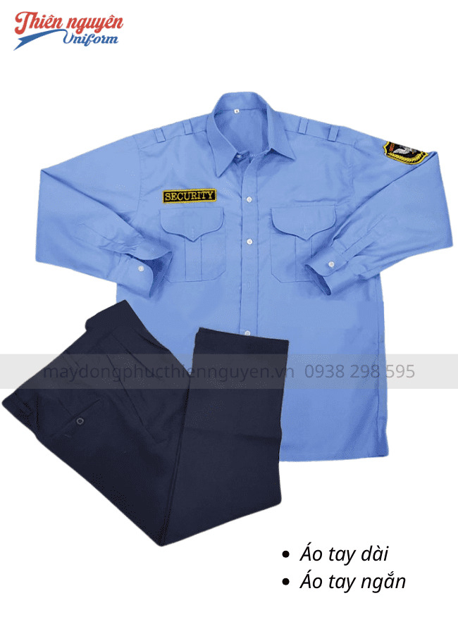 đồng phục bảo vệ tay dài màu xanh