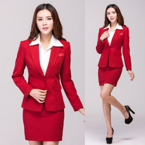 đồng phục công sở màu đỏ