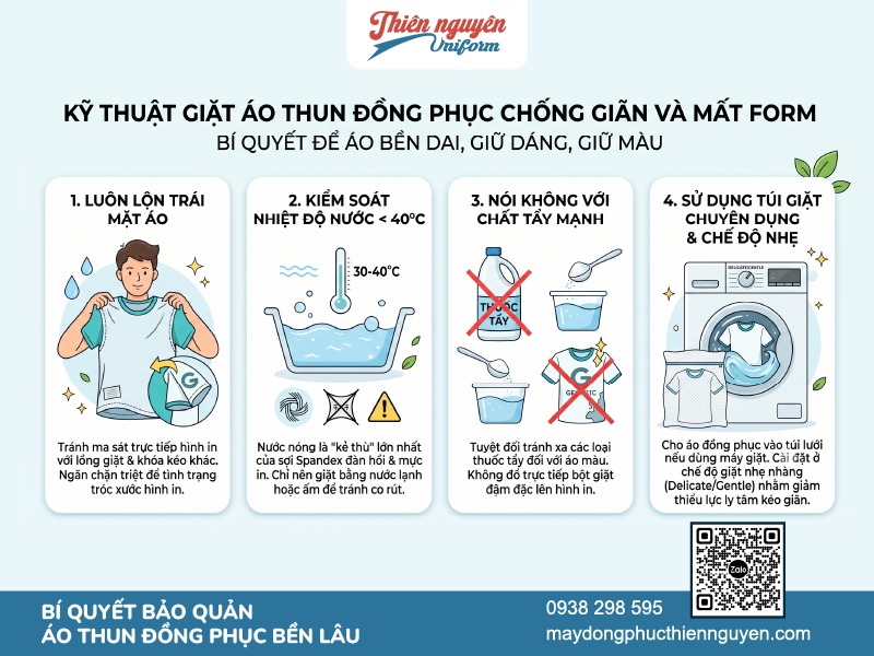 Cách bảo quản đồng phục áo thun được bên lâu