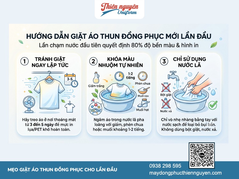 Hướng dẫn giặt áo thun đồng phục trong lần đầu