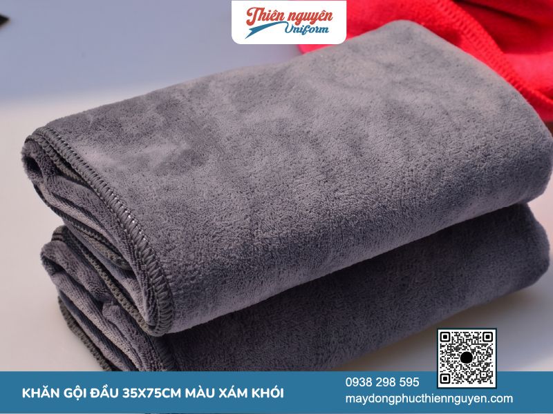Khăn gội đầu 35x75cm màu xám 