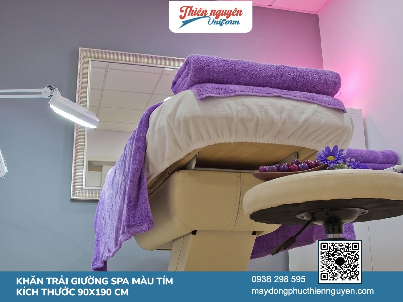 Mẫu khăn trải giường spa màu tím