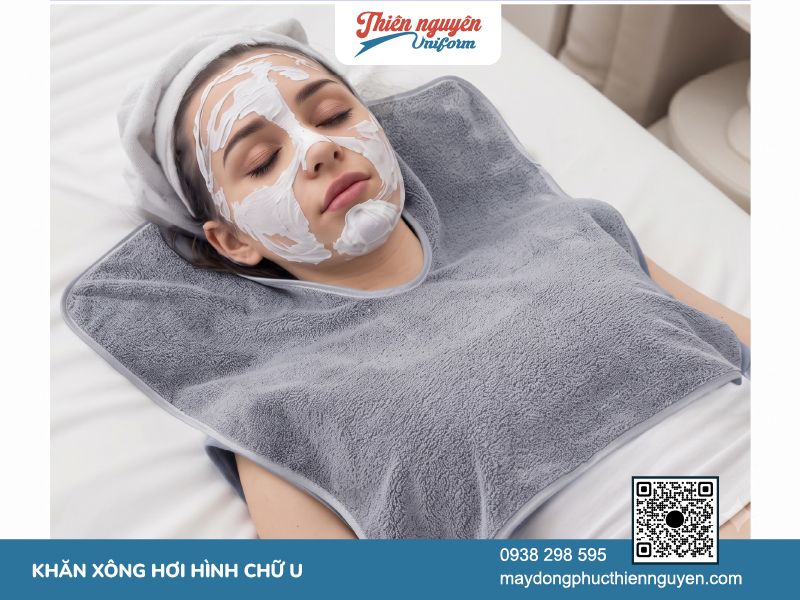 Khăn đắp mặt xông hơi spa hình chữ U màu xám