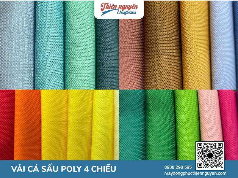Bảng màu vải cá sấu poly 4 chiều