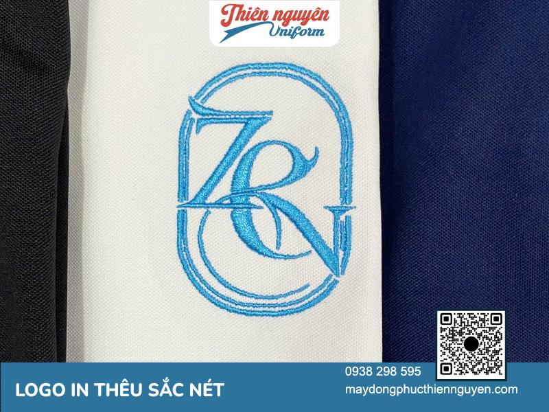 Logo mẫu áo thun cổ trụ được thêu vi tính sắc nét