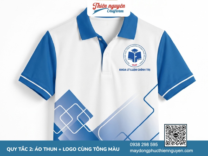 Cách phối màu logo với áo thun đồng phục cùng tông