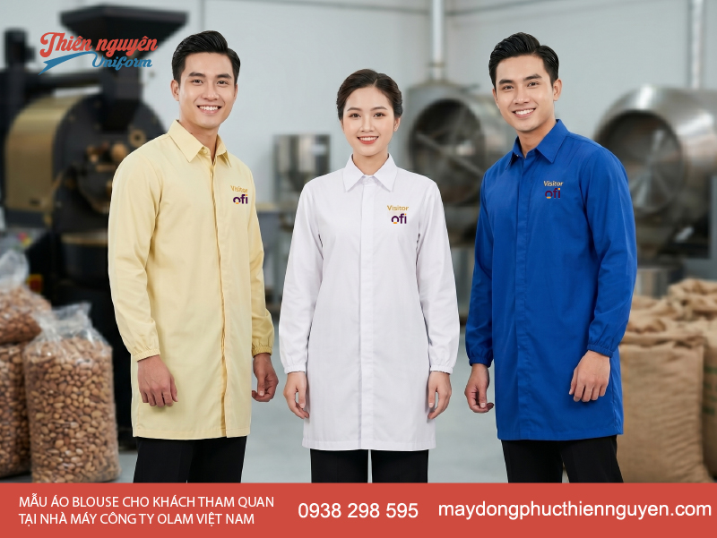Mẫu áo Blouse cho khách tham quan nhà máy thực phẩm công ty Olam Việt Nam
