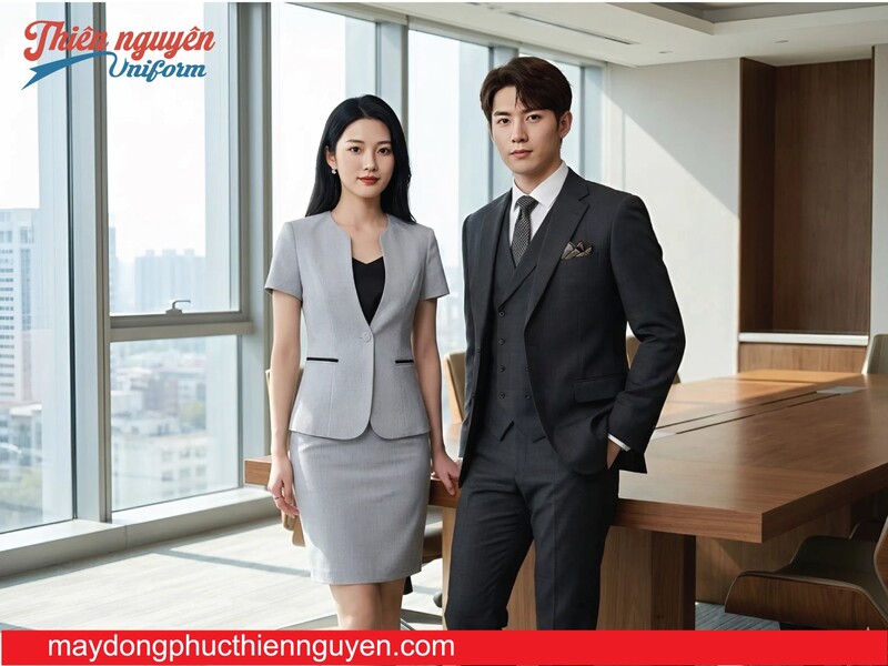 mẫu vest nữ không cổ để may đồng phục cho nhân viên bất động sản - Thiên Nguyên uniform
