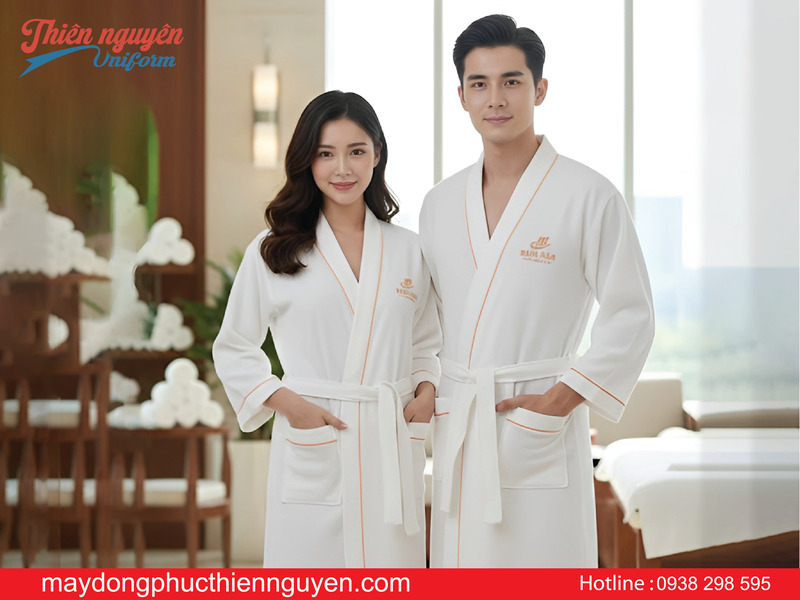 Mẫu áo choàng tắm khách sạn có hình thêu đẹp  - Thiên Nguyên Unifrom