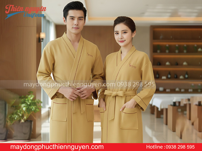 Mẫu đồng phục áo choàng spa cho khách tại Cần Thơ - Thiên Nguyên Uniform