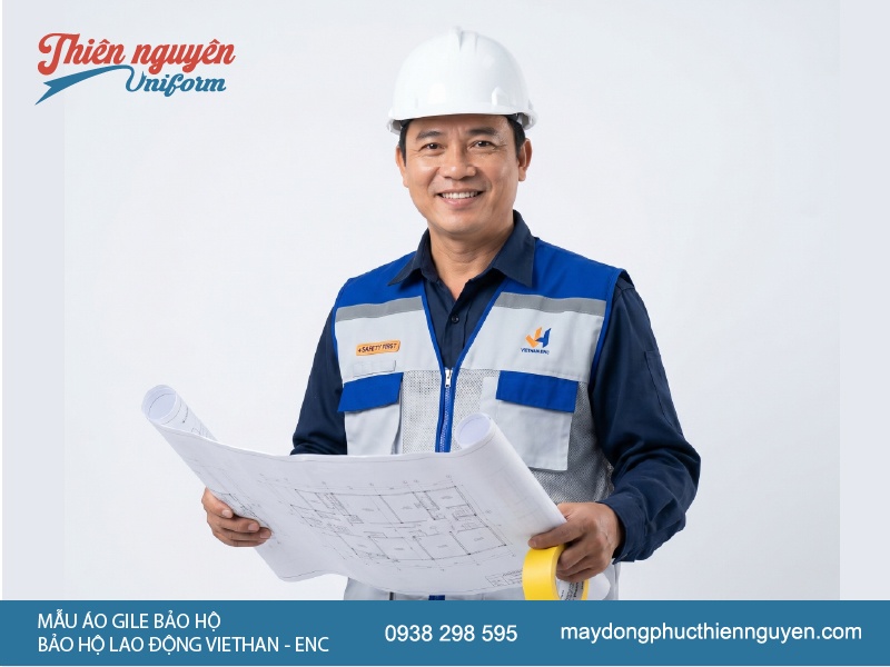 Mẫu đồng phục áo gile bảo hộ lao động VIETHAN - ENC