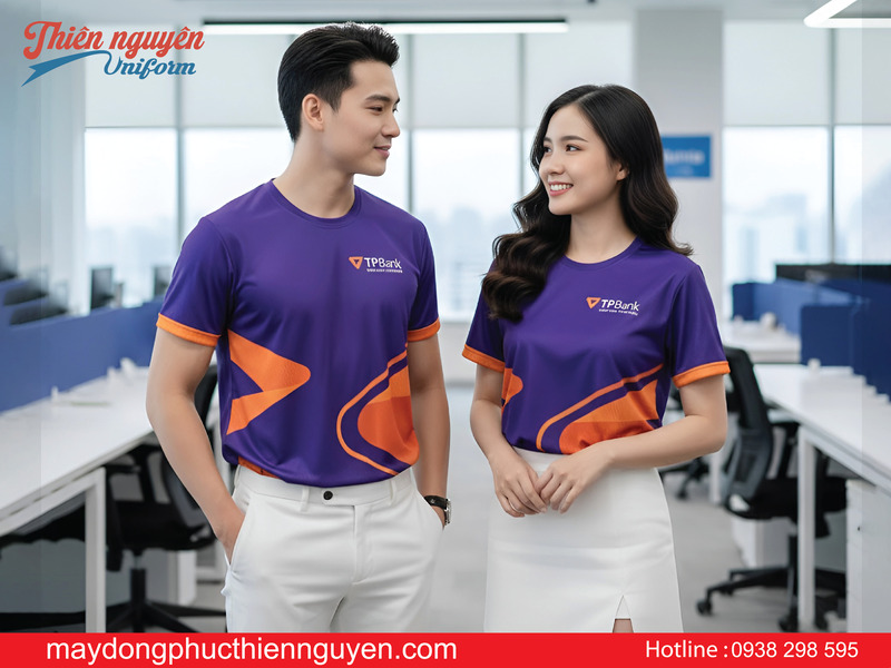 mẫu đồng phục áo thun cổ tròn ngân hàng TPBank