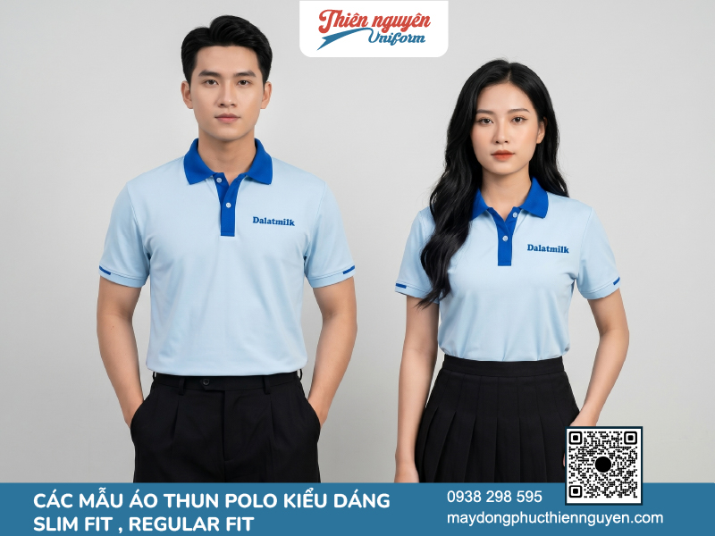 Mẫu thiết kế đồng phục áo thun polo theo kiểu dáng Regular Fit, Slim Fit