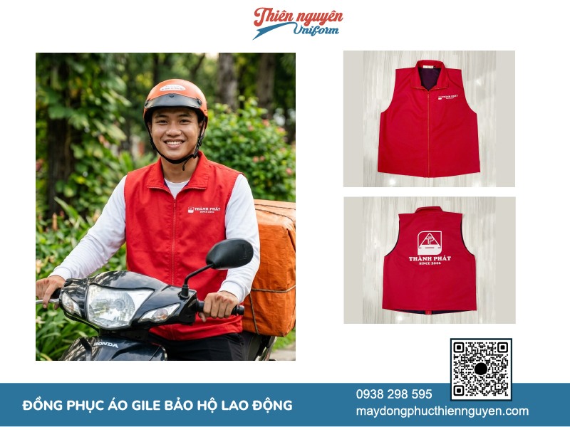 Mẫu áo gile bảo hộ vải dù có phối lưới màu than tím bên trong