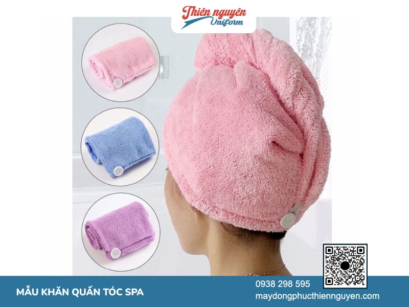 Thiết kế khăn quấn đầu có nút cài tiện lợi