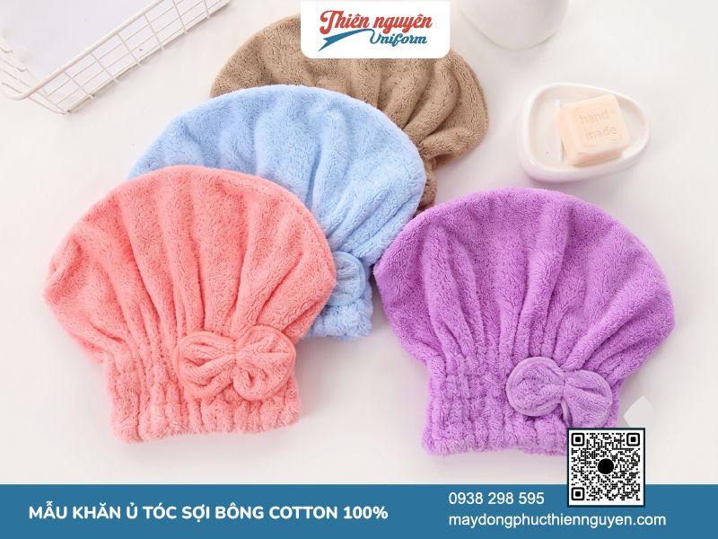 Mẫu khăn quấn ủ tóc kiểu dáng mũ trùm
