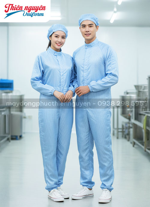 mẫu quần áo công nhân chế biến thực phẩm áo liền quần