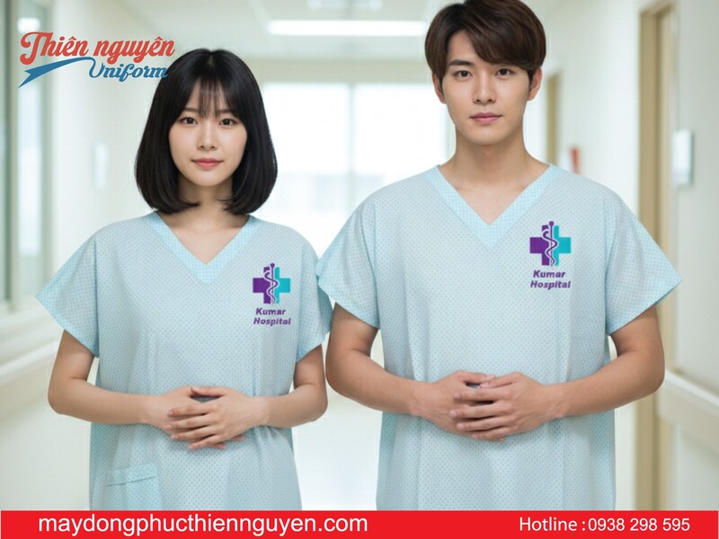 mẫu áo quần đồng phục bệnh nhận nam nữ có họa tiết