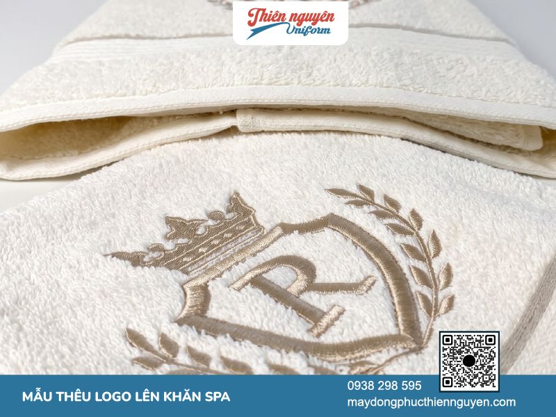 Chất lượng hình thêu logo lên khăn xông hơi spa