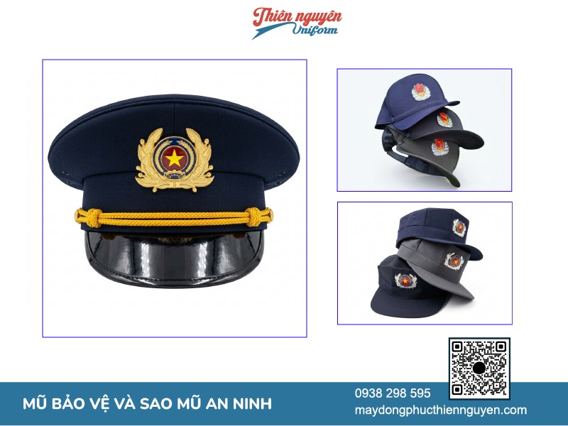 Mẫu nón bảo vệ có gắn sao và cành tùng