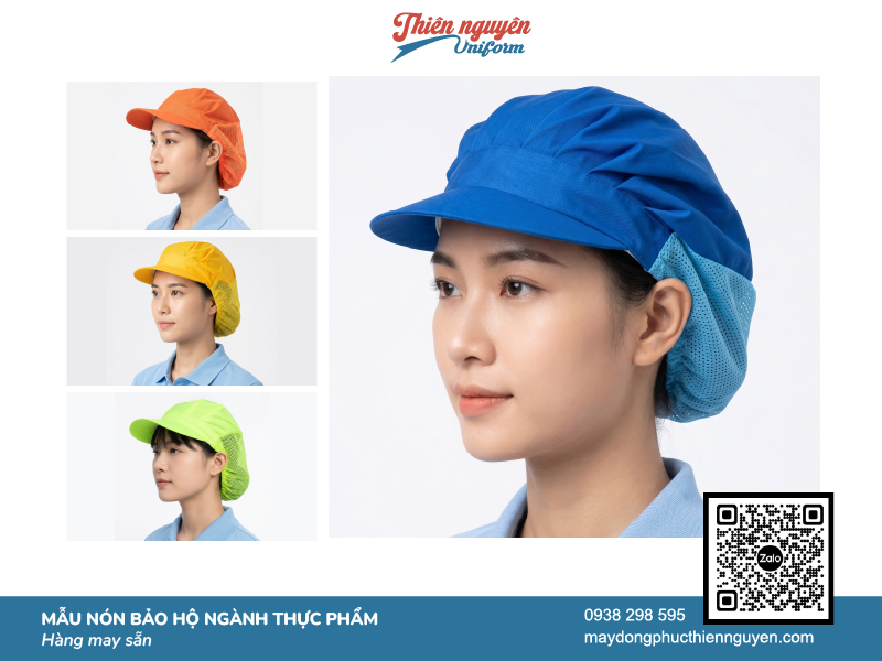 Mẫu nón bảo hộ công nhân thực phẩm với thiết kế lưới tránh hầm bị da đầu khi sử dụng