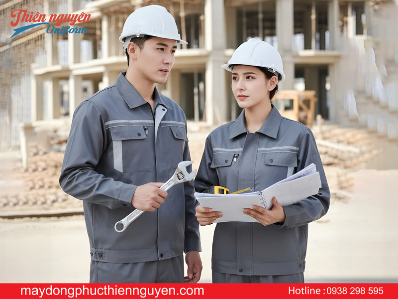 mẫu quần áo bảo hộ lao động cho kỹ sư xây dựng dài tay có phản quang - Thiên nguyên uniform