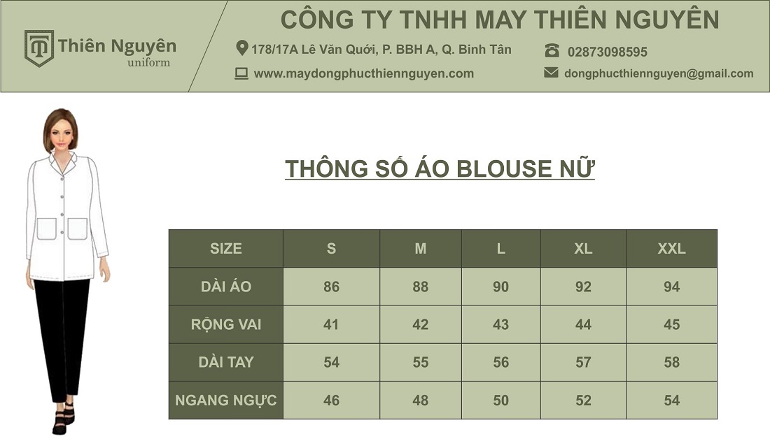 thông số áo blouse nữ