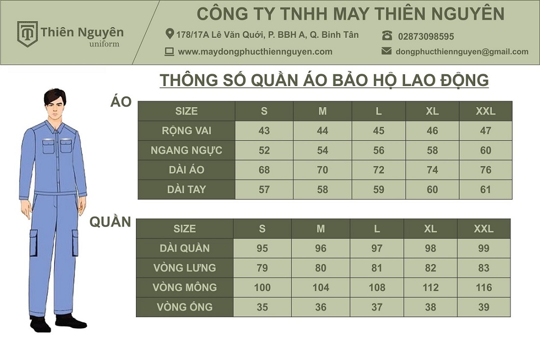 thông số đồng phục bảo hộ lao động